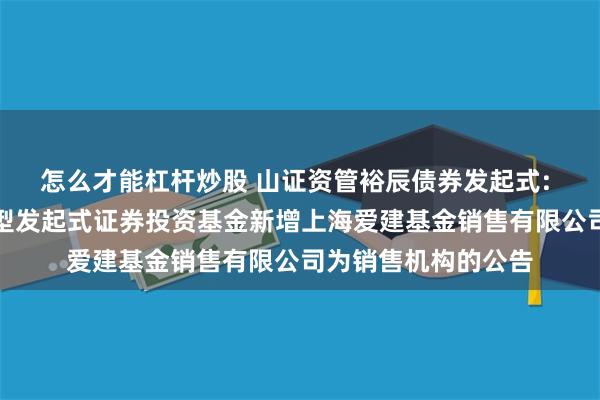 怎么才能杠杆炒股 山证资管裕辰债券发起式: 山证资管裕辰债券型发起式证券投资基金新增上海爱建基金销售有限公司为销售机构的公告
