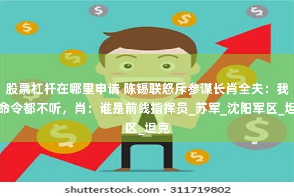 股票杠杆在哪里申请 陈锡联怒斥参谋长肖全夫：我的命令都不听，肖：谁是前线指挥员_苏军_沈阳军区_坦克